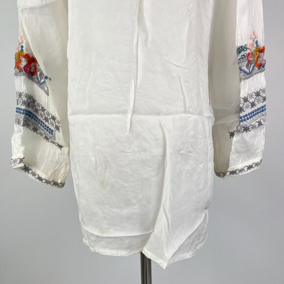 NWOT Johnny Was Floral Embroidered Long Sleeves V-Neck Shirt Blouse Size S - Picture 7 of 13